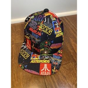 Atari Hat Mens Black Retro Gaming Snapback Ball Cap Baseball Cap OS